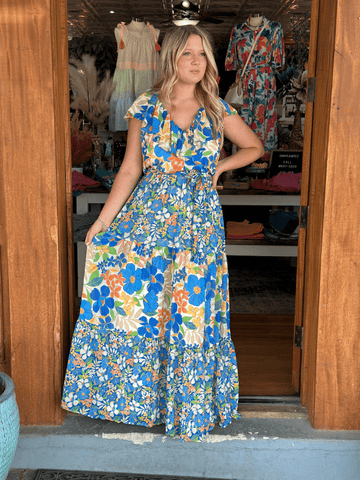 Ivory + Blue Floral Maxi