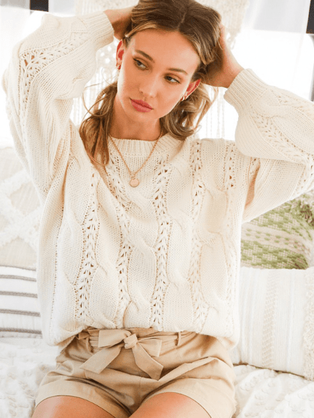 Cream Chunky Cable Knit Sweater