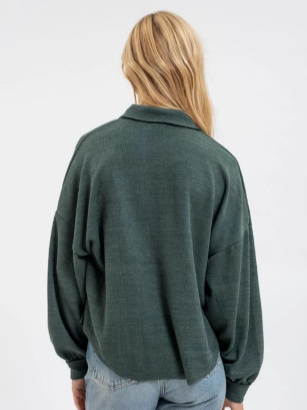 Hunter Green Raw Edge Knit Top - Themasonboutique