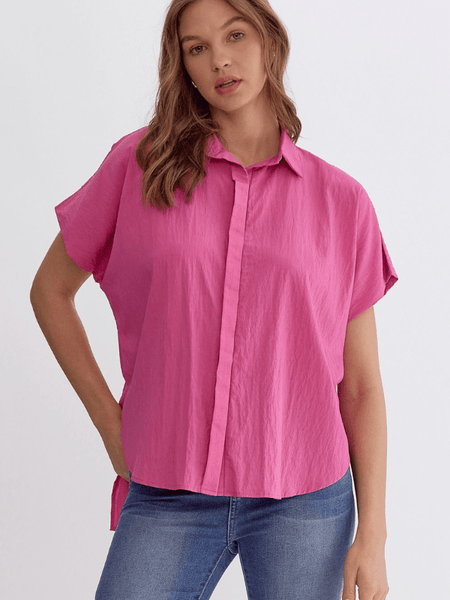 Bright Pink Button Up Blouse