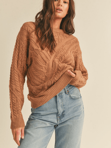 Hazel Chunky Cable Knit Crew Sweater