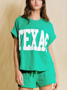 Kelly Green Texas Graphic Sweatshirt Top
