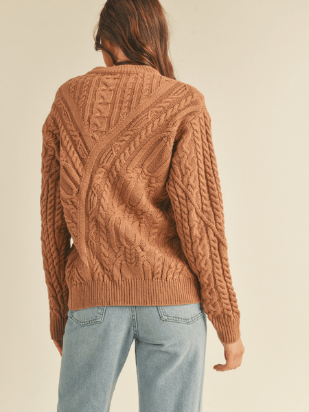Hazel Chunky Cable Knit Crew Sweater