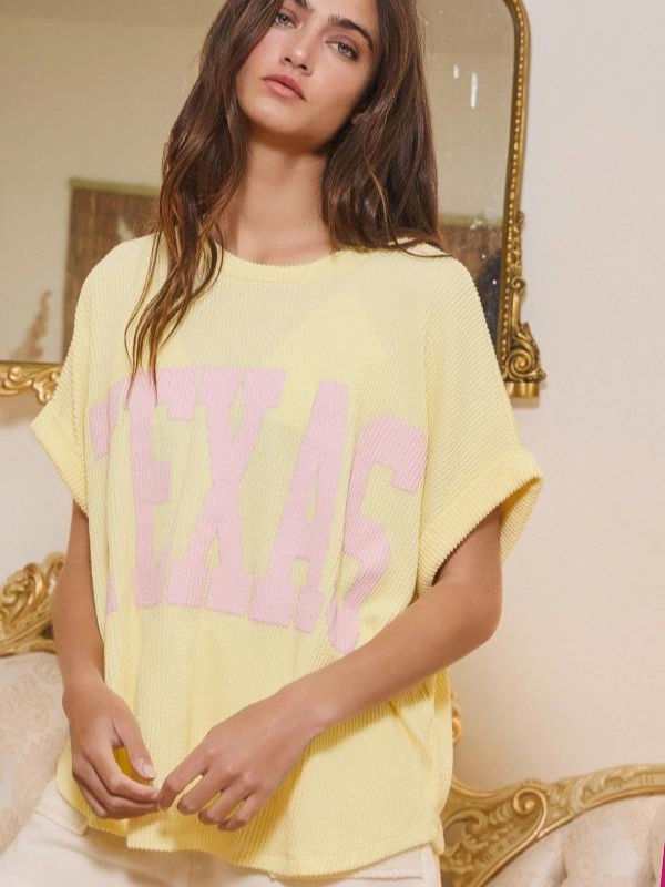 Yellow Texas Graphic Sweatshirt Top - Themasonboutique