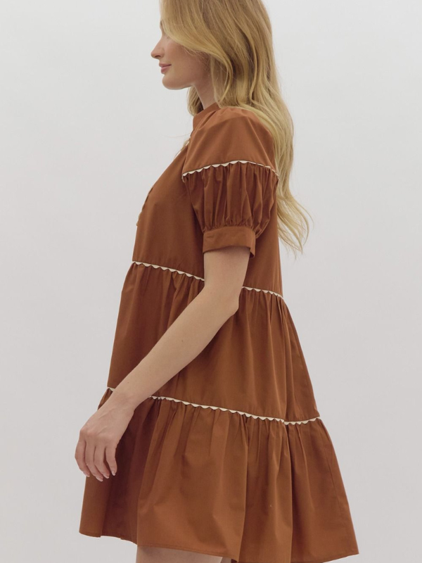 Caramel Lattice Rik Rak Dress - Themasonboutique