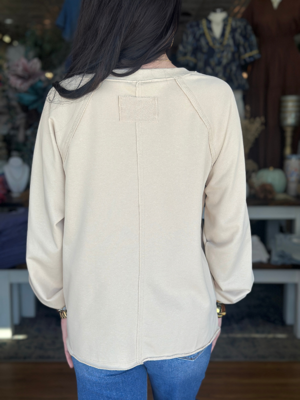 Sand Exposed Seam Knit Top - Themasonboutique