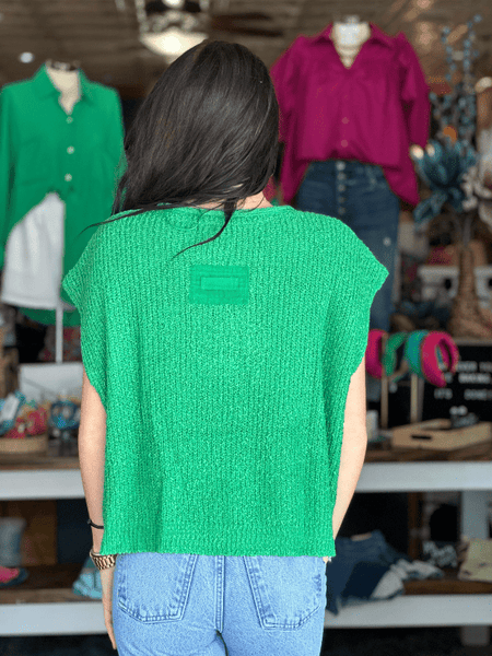 Kelly Green Textured Short Sleeve Sweater