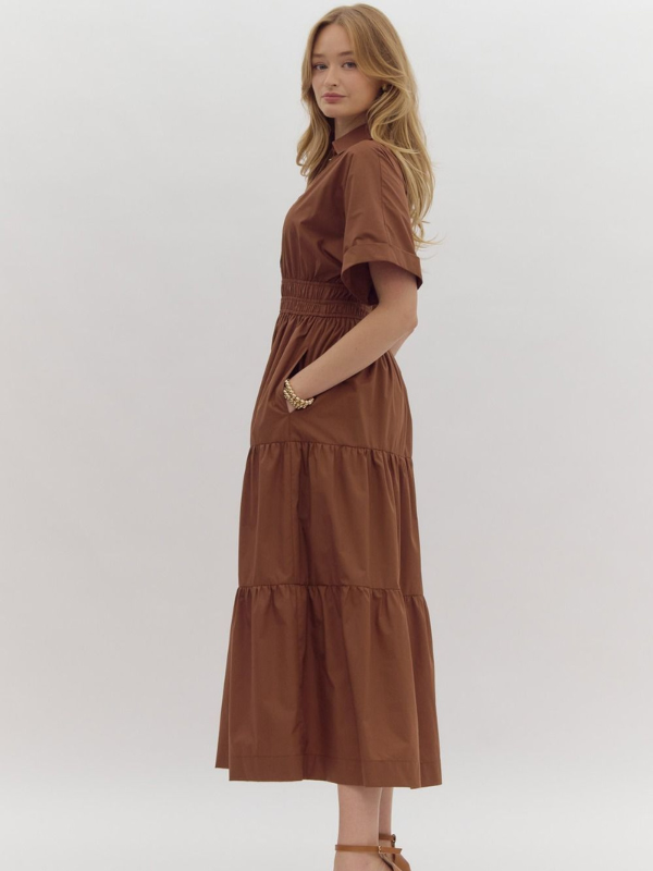 Espresso Tiered Midi Dress - Themasonboutique