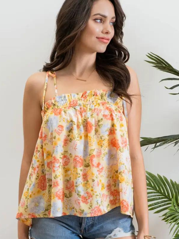 Tie Strap Tunic Floral Top - Themasonboutique