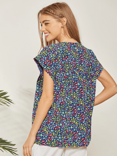 Navy Multi Ditsy Floral Top
