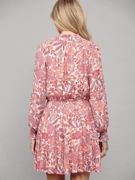Blush Floral Print Ruffle Dress