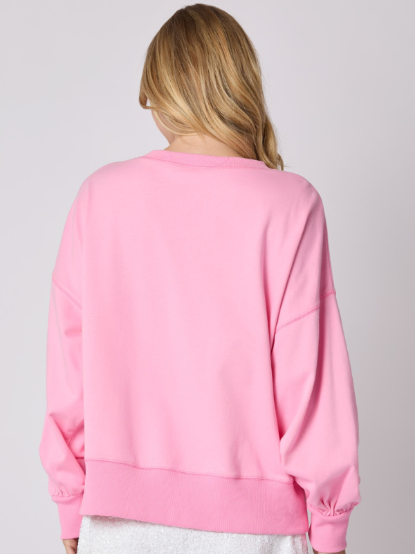 Candy Pink Sequin Bow Sweatshirt - Themasonboutique