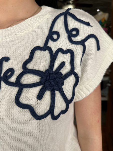 Ivory Stitch Flower Top