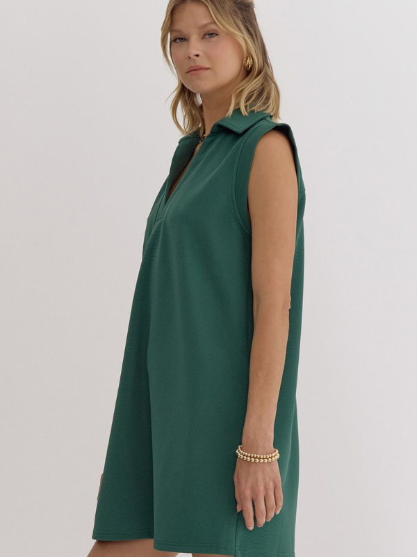 Hunter Green Textured Athletic Mini Dress - Themasonboutique