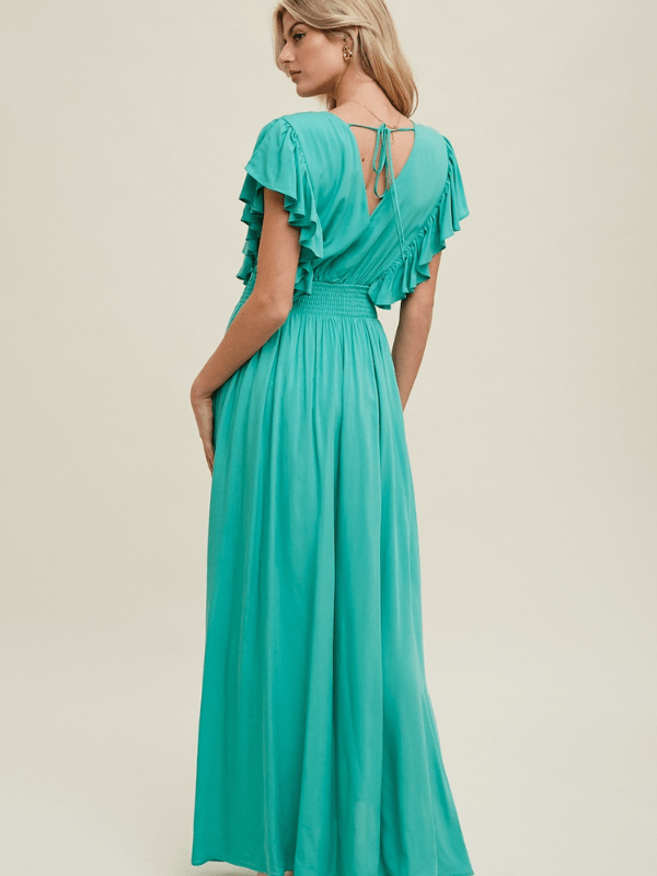 Pistachio Ruffle Sleeve Maxi Dress - Themasonboutique