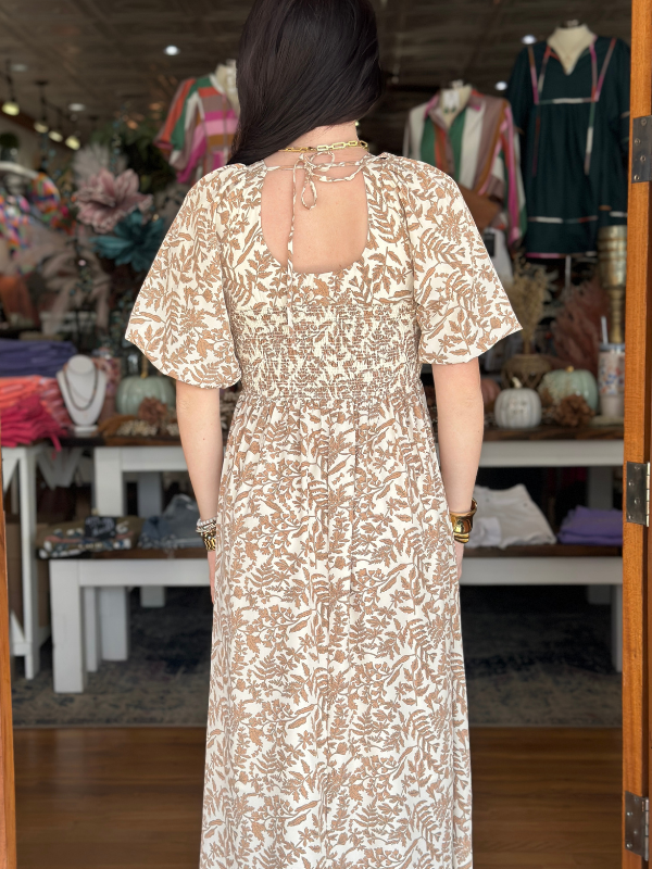 Cream & Oak Vine Pattern Midi Dress