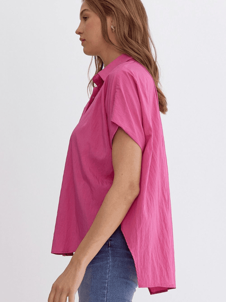 Bright Pink Button Up Blouse