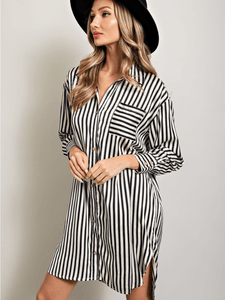 Black & White Striped Shirt Dress
