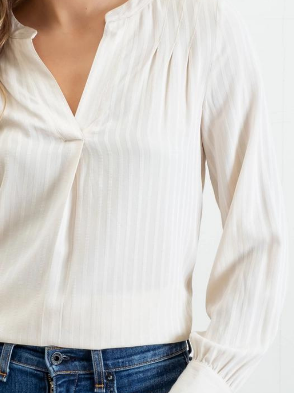 Cream Pinstripe Satin Blouse - Themasonboutique