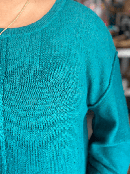 Teal Textured Lightweight Sweater Top
