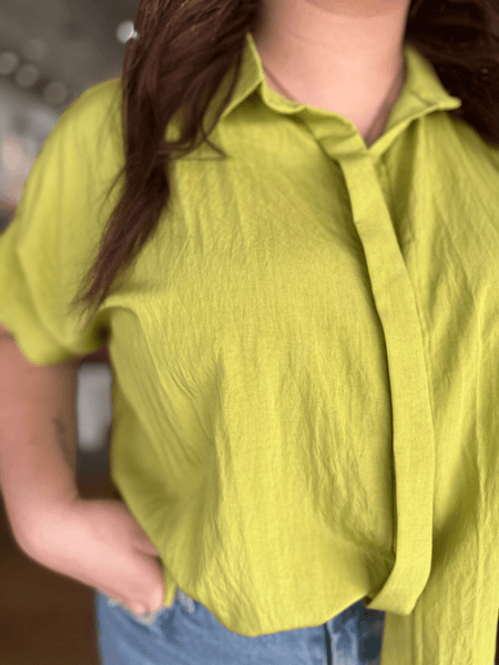 Bright Chartreuse Button Up Blouse