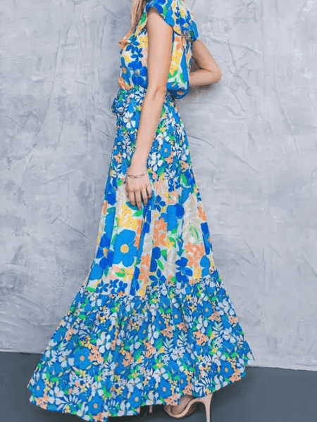 Ivory + Blue Floral Maxi
