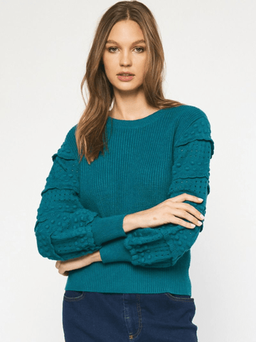 Teal Green Textured Sweater