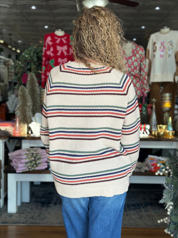 Taupe Multi Stripe Knit Sweater