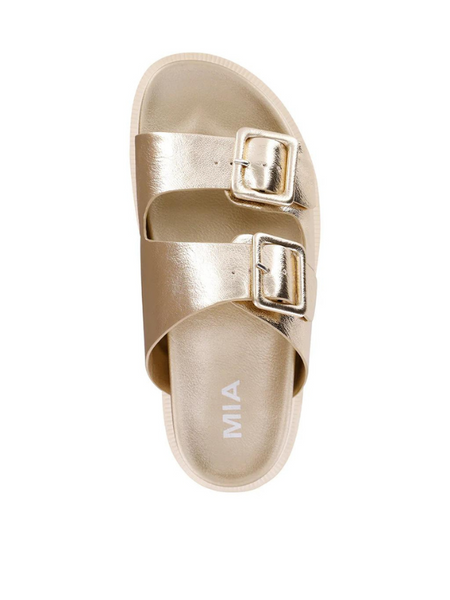 Gen Gold Metallic Buckle Slides - Themasonboutique