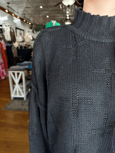 Black Cross Knitted Sweater