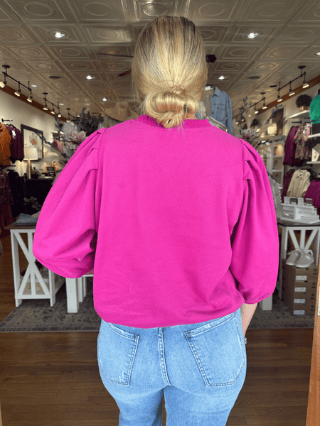 Magenta Pleated Sweatshirt
