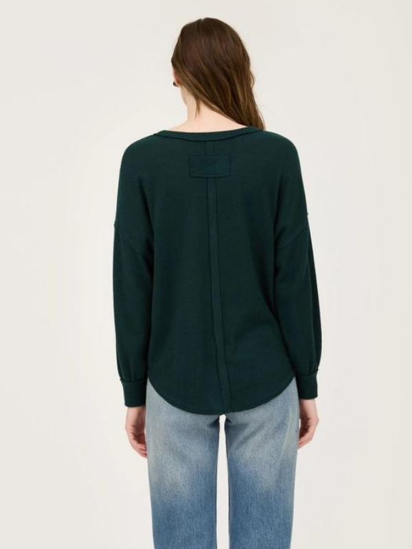 Hunter Green Half Button Knit Top - Themasonboutique