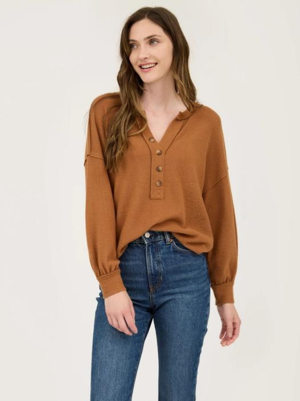 Sienna Half Button Knit Top - Themasonboutique