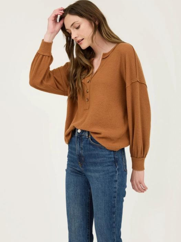 Sienna Half Button Knit Top - Themasonboutique