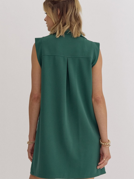 Hunter Green Textured Athletic Mini Dress - Themasonboutique