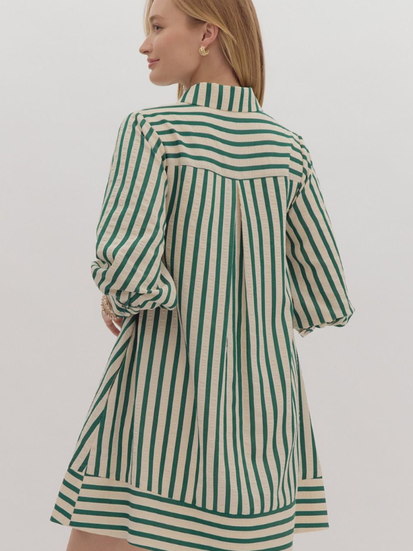 Kelly Green & Cream Striped Mini Dress - Themasonboutique