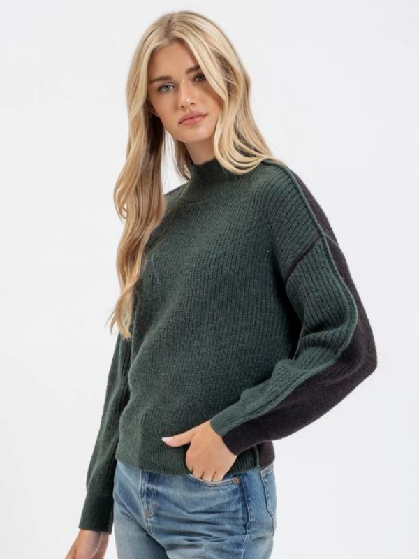 Hunter Colorblock Mock Neck Sweater - Themasonboutique