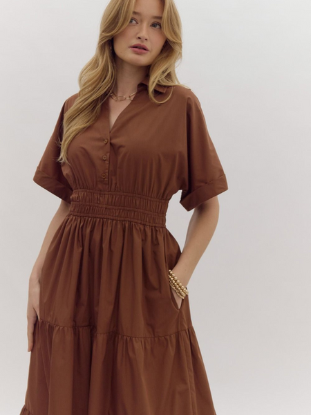 Espresso Tiered Midi Dress