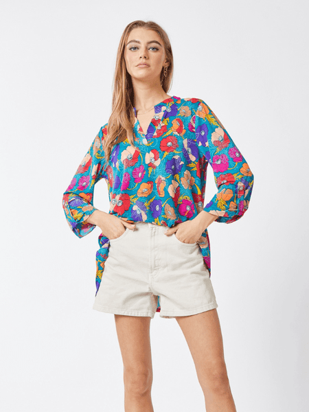 The Essential Top - Teal Poppy Floral