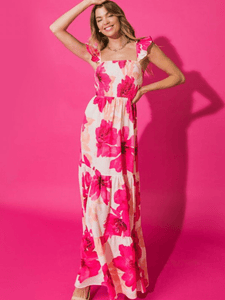 Pink Woven Floral Maxi