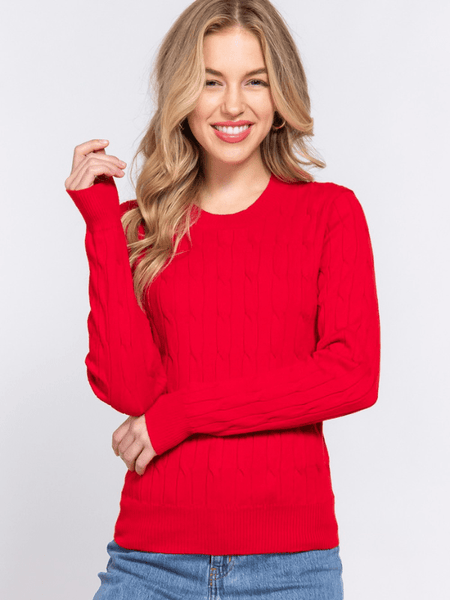 Red Classic Cable Sweater