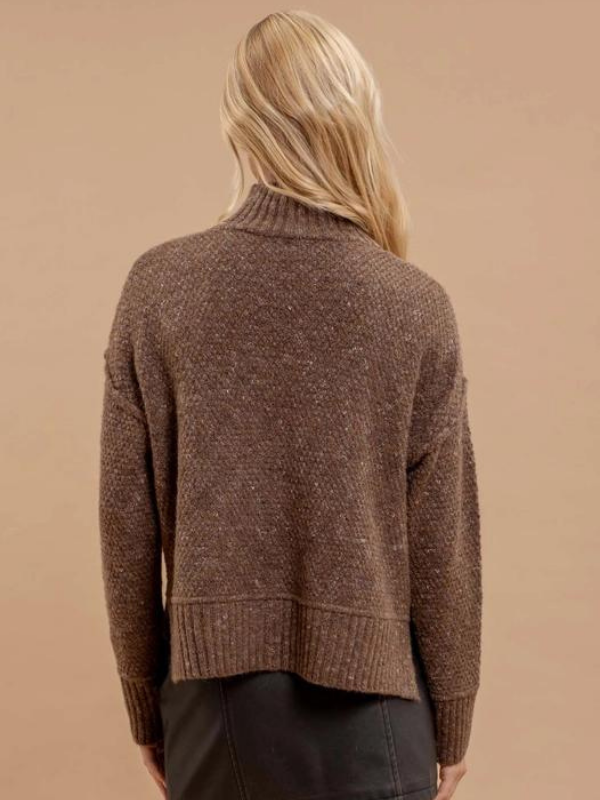 Mocha Wool Mock Neck Sweater - Themasonboutique