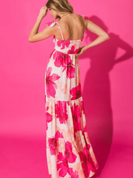 Pink Woven Floral Maxi