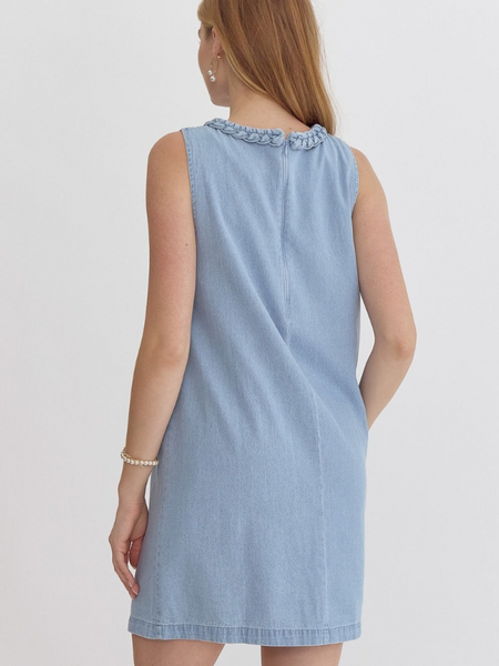 Light Blue Tencel Denim Pocket Dress - Themasonboutique