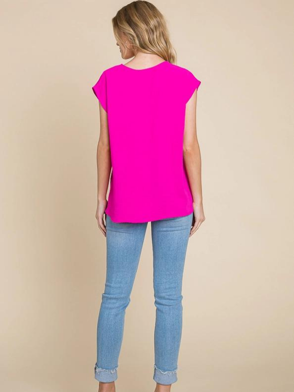 Fuchsia Cap Sleeve Top - Themasonboutique