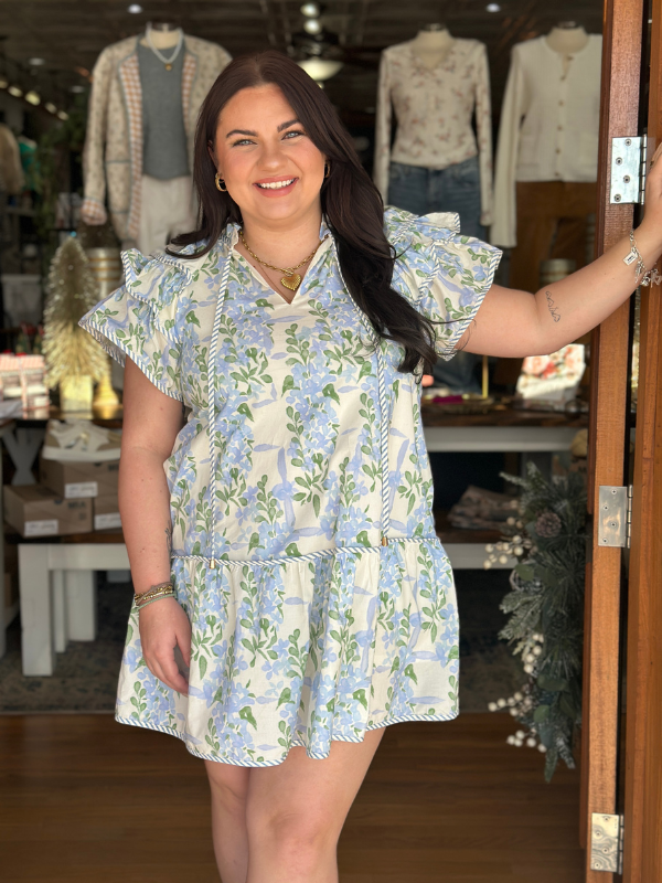 Blue & Green Coastal Floral Dress