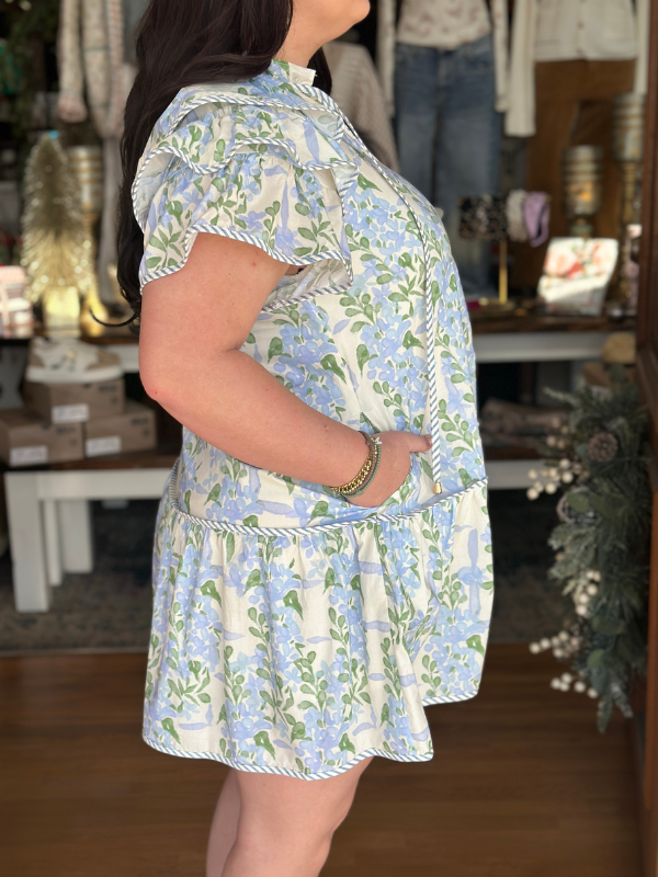 Blue & Green Coastal Floral Dress