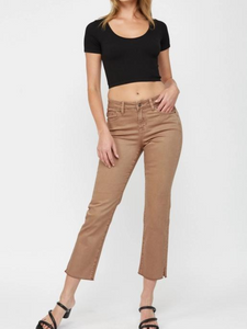 Brown Mid-Rise Straight Slit Leg Jean - Themasonboutique