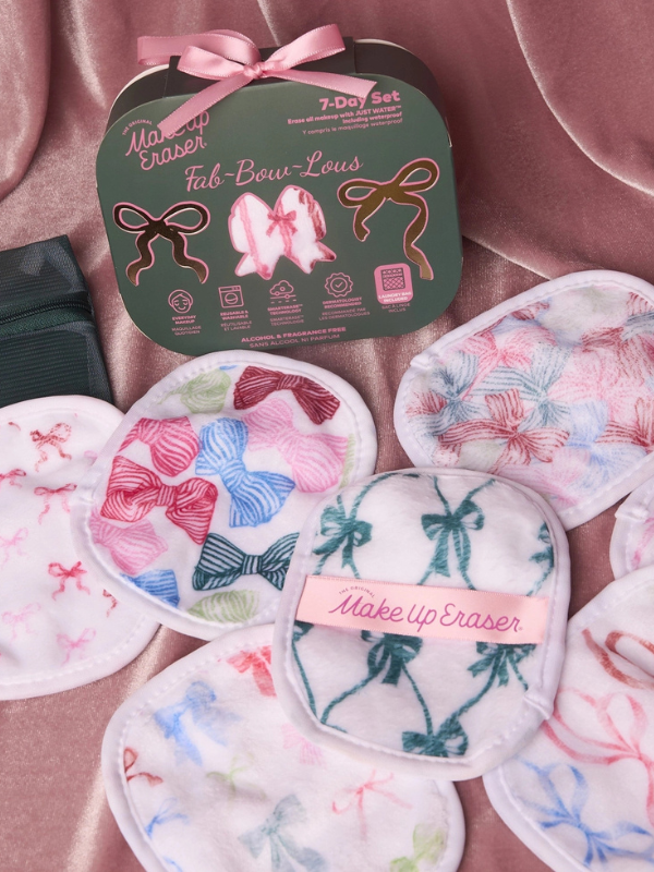 Fab-Bow-Lous 7-Day Set Whimsical Pink Bow Makeup Eraser
