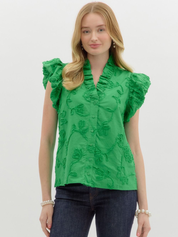 Green Texture Flower Top